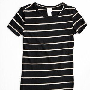 H&M Basics Women’s Striped T-Shirt – Black & Beige – Casual Everyday Top